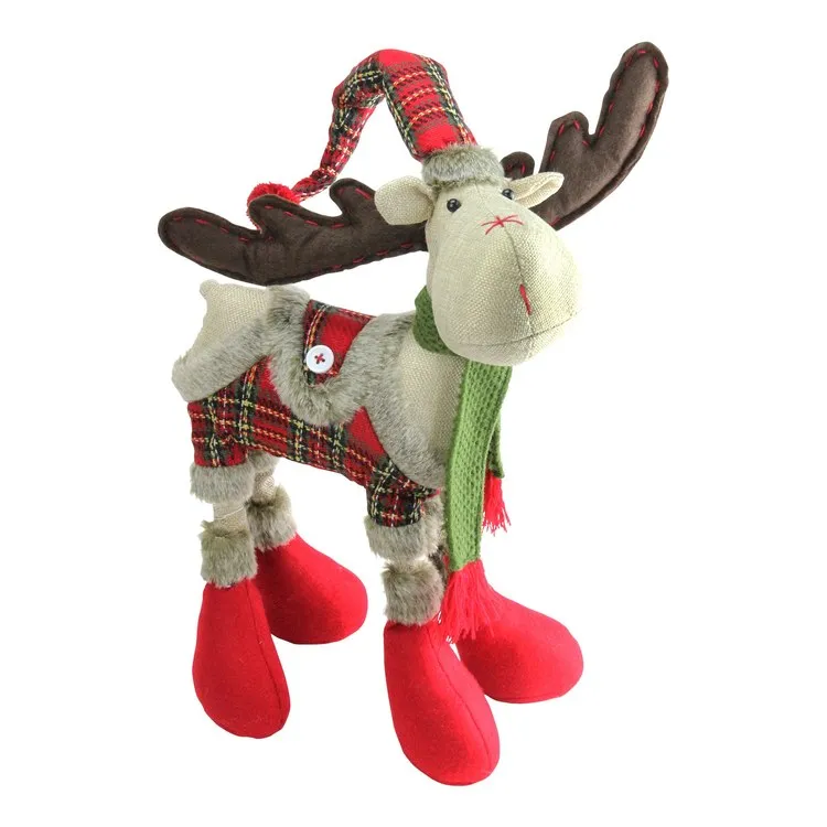 25" Nordic Red and Green Plaid Reindeer Christmas Tabletop Figurine