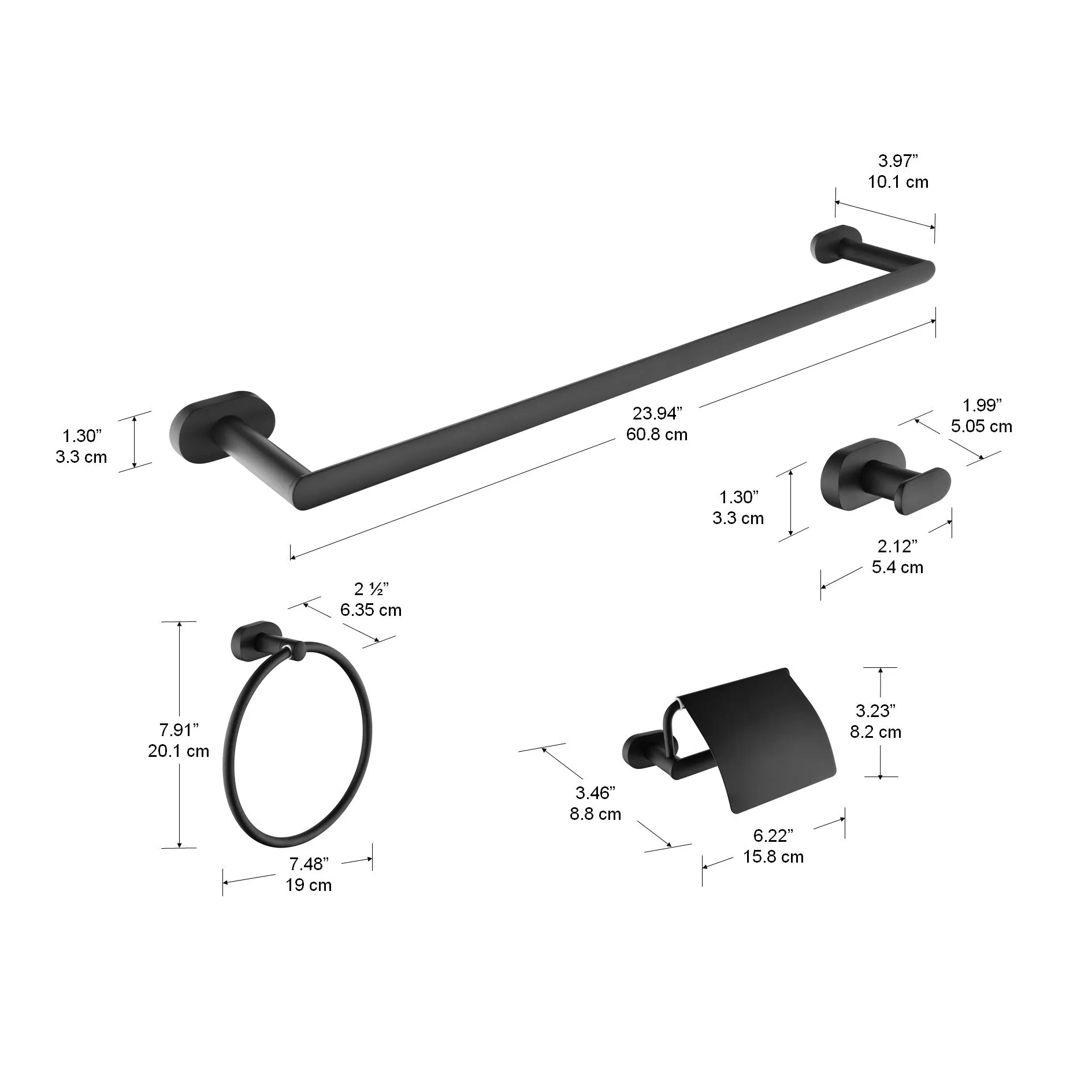 4-piece Bathroom Accessory Set in Matte Black