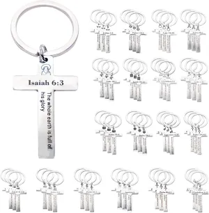54 Pcs Christian Cross Keychain Bulk Bible Verse Religious Keychain 18 Styles Keychain Scripture Quotes Inspirational Gifts Supplies for Men Women