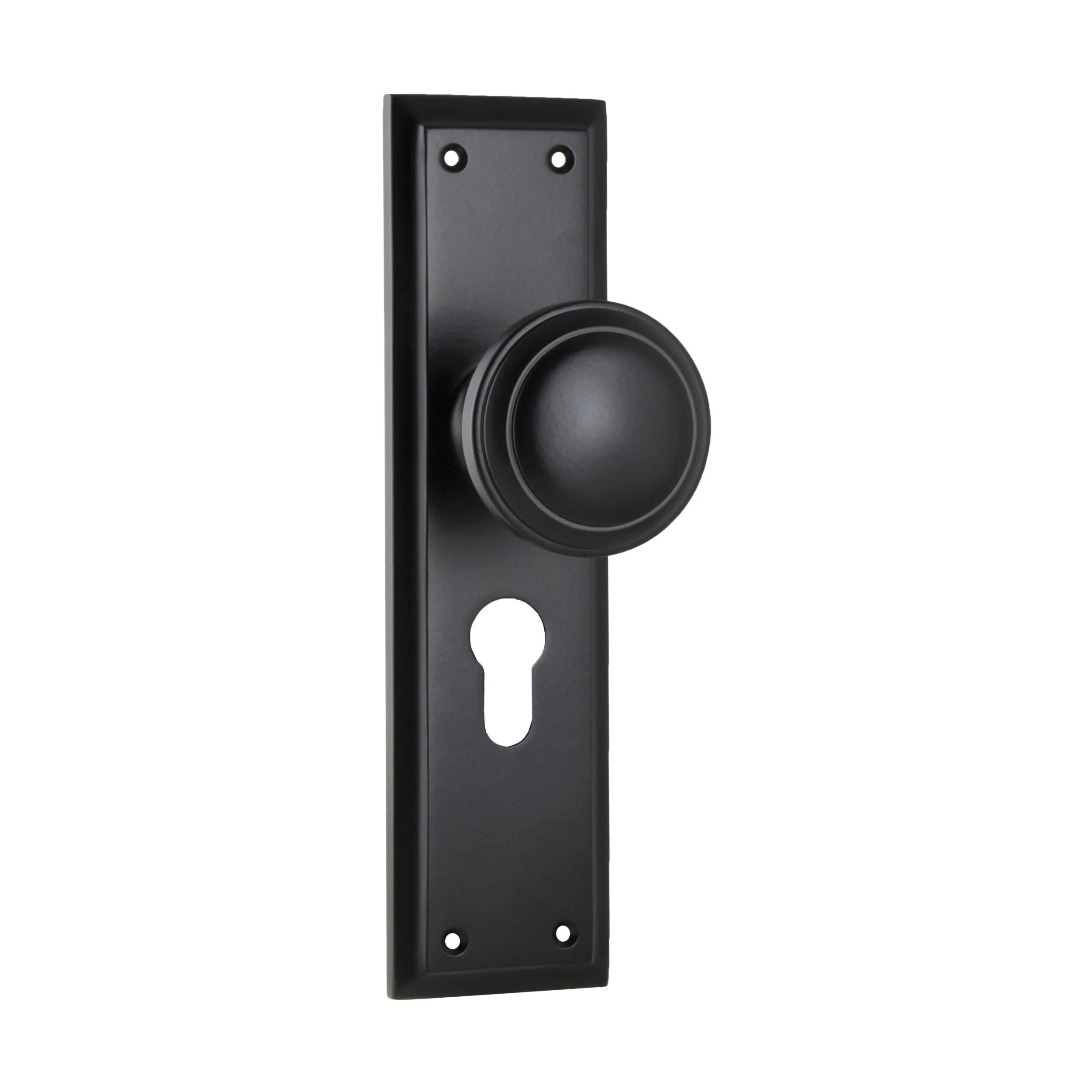 6450E Door Knob Milton Euro Pair Matte Black H200xW50xP73mm