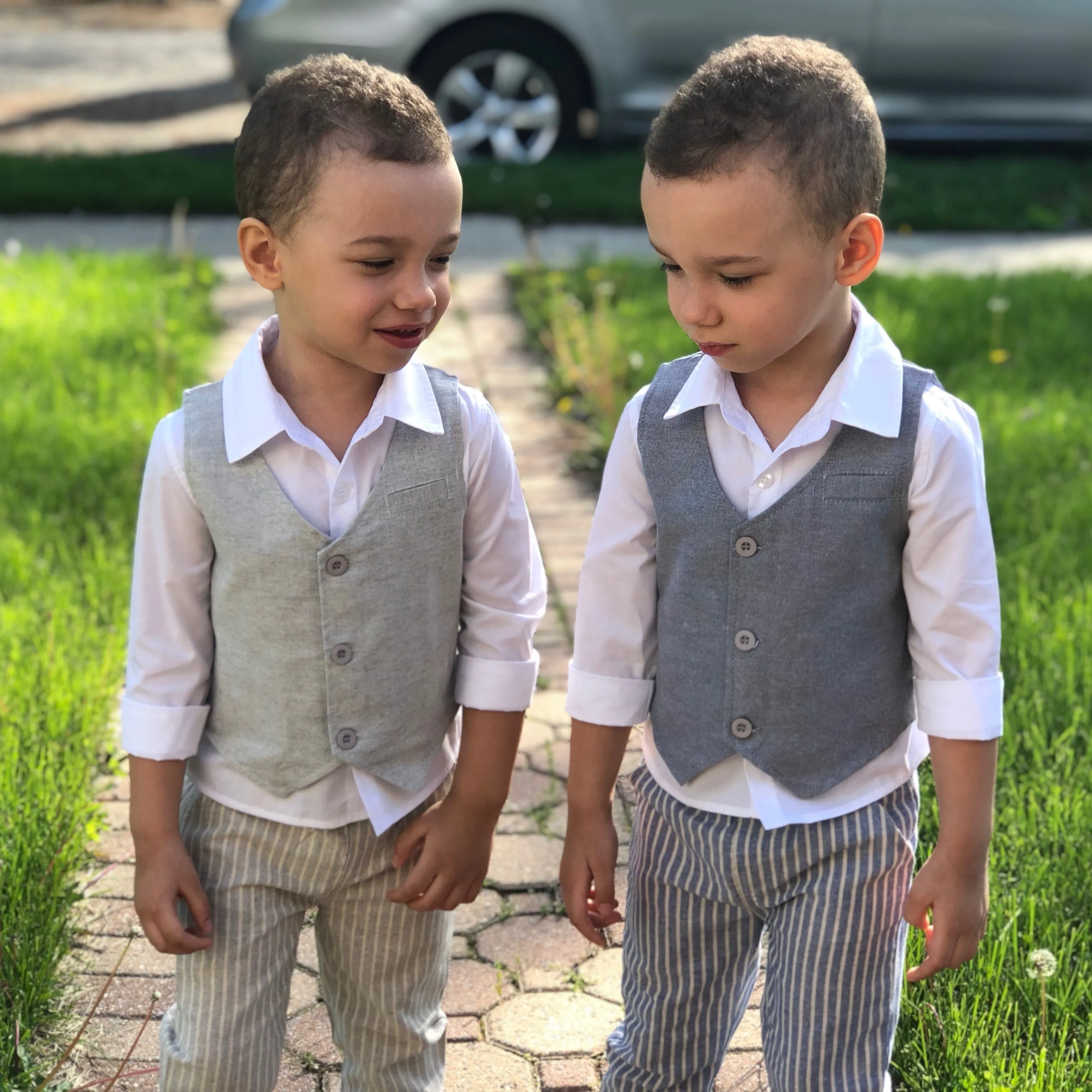 Baby Boy's formal 3 PCS set. Dark Grey-Blue