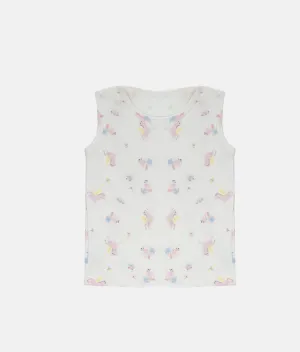 Baby Vest - Ivory White Unicorn Print