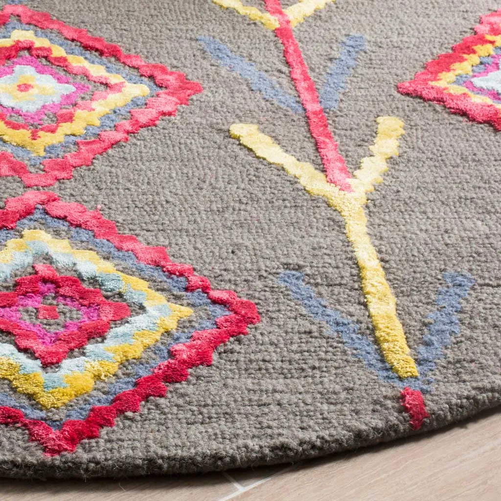 Bellagio Dark Gray/Multi Round Rug
