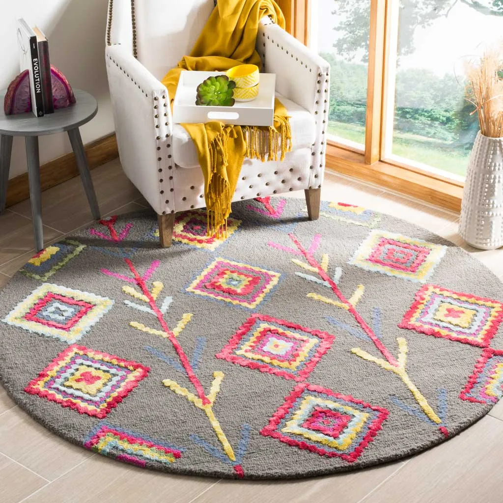 Bellagio Dark Gray/Multi Round Rug