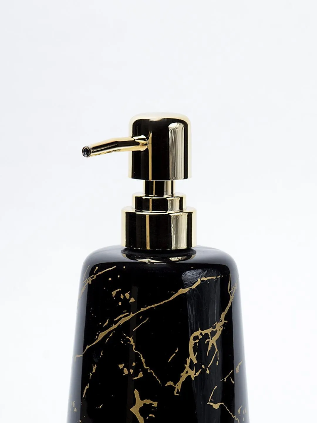 Black Ceramic Liquid Soap Dispenser - Stone Finish, Bath Accessories