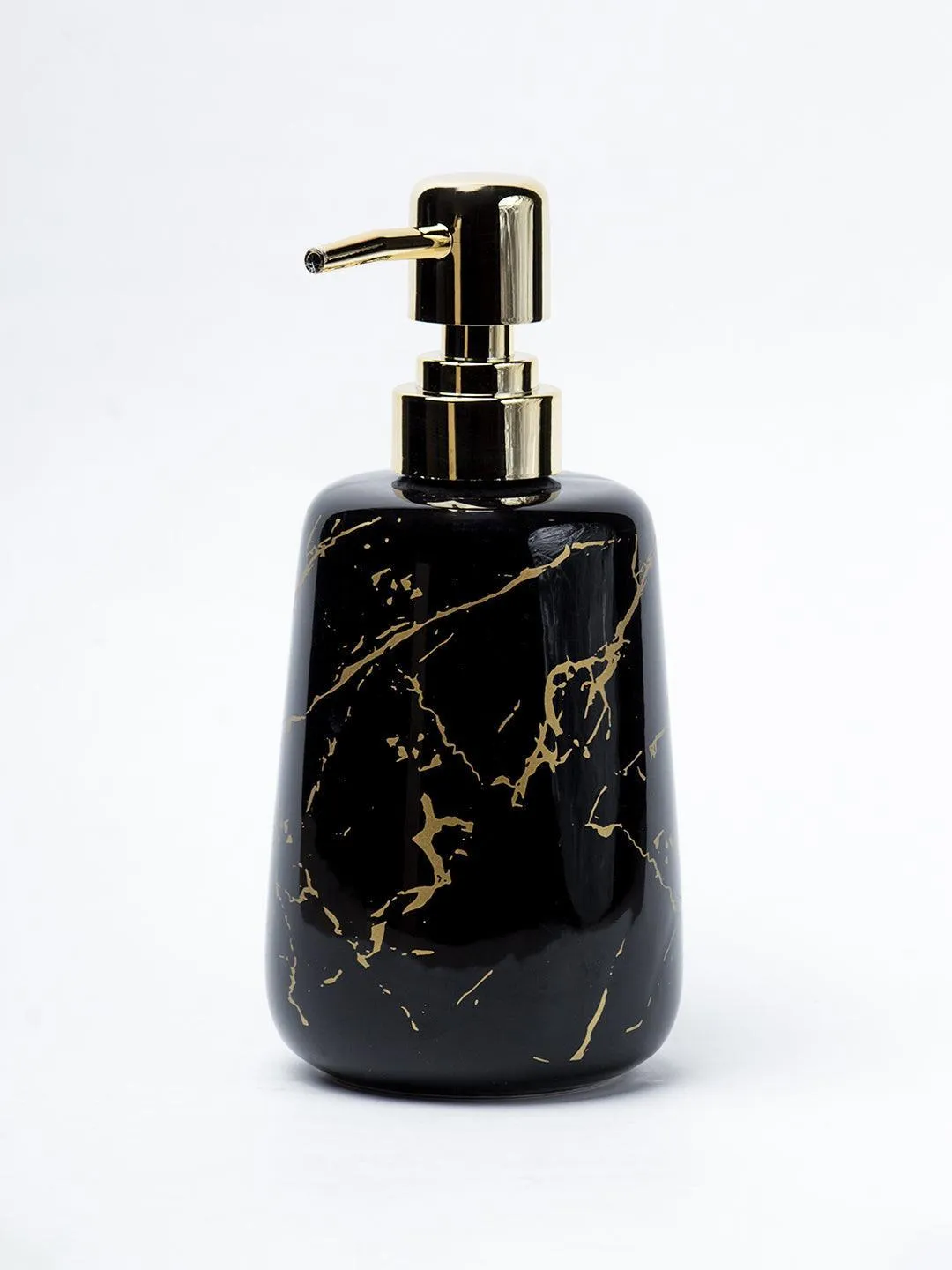 Black Ceramic Liquid Soap Dispenser - Stone Finish, Bath Accessories