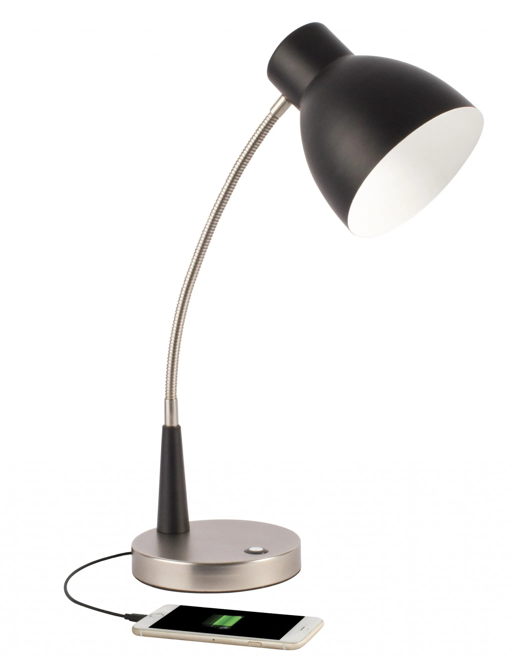 Black Matte and Silver LED Adjustable Desk Lamp By Homeroots