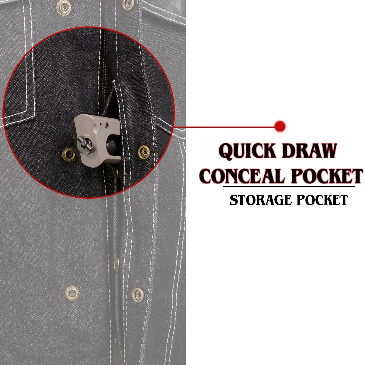 Black MDM3006 Men's 'Brute' Black Denim and Black Leather Club Style Vest w/ Hidden Dual Closure