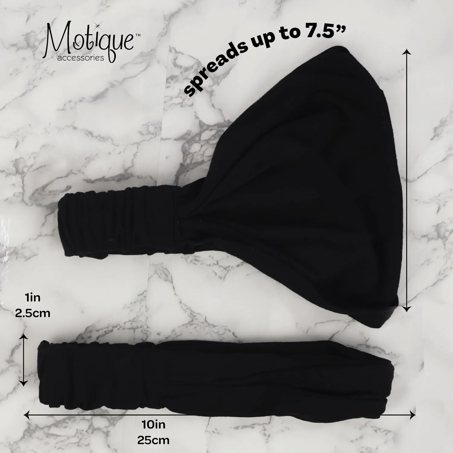 Black Wide Cotton Head Band Solid Boho Yoga Style Soft Hairband