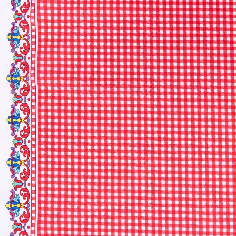 Bright Red Gingham Printed Pure Cotton