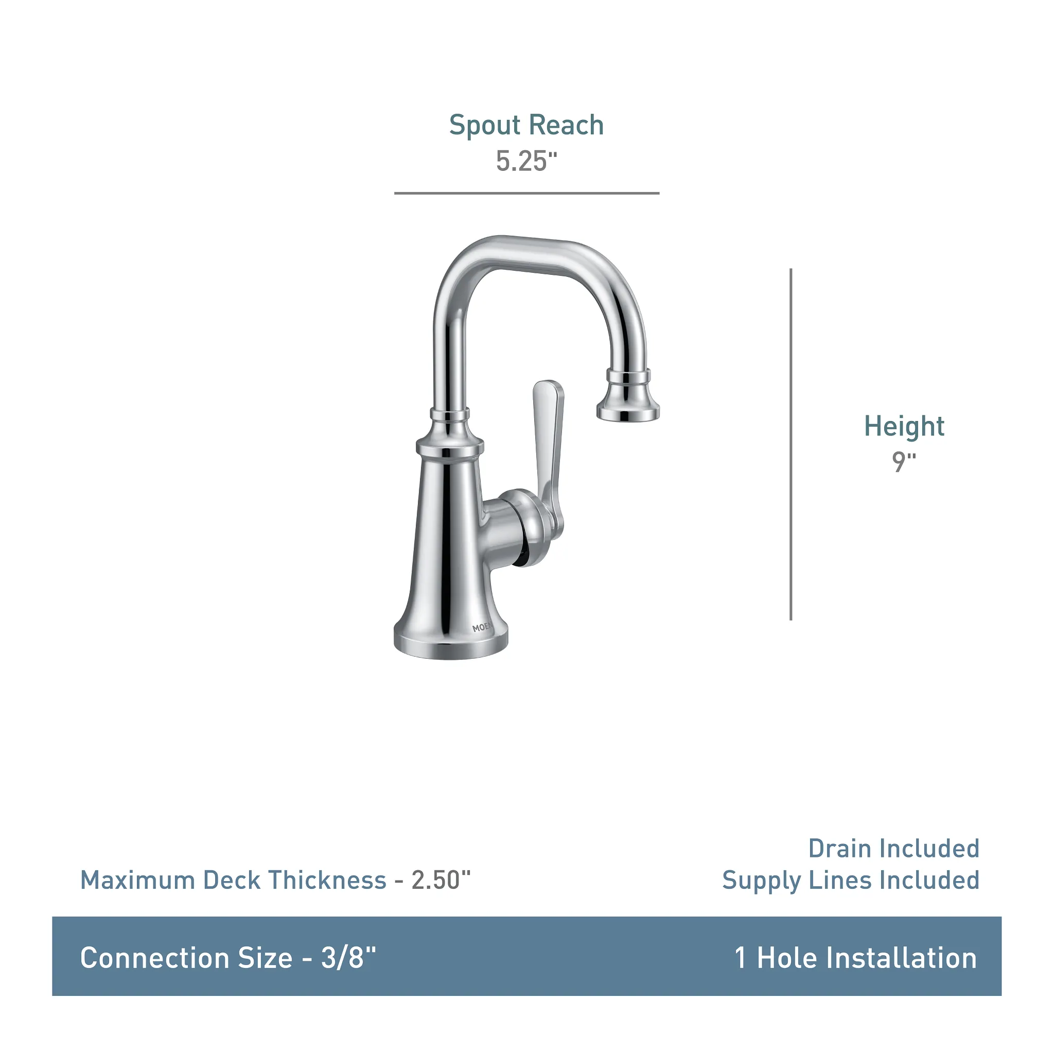 Colinet Chrome one-handle high arc bathroom faucet