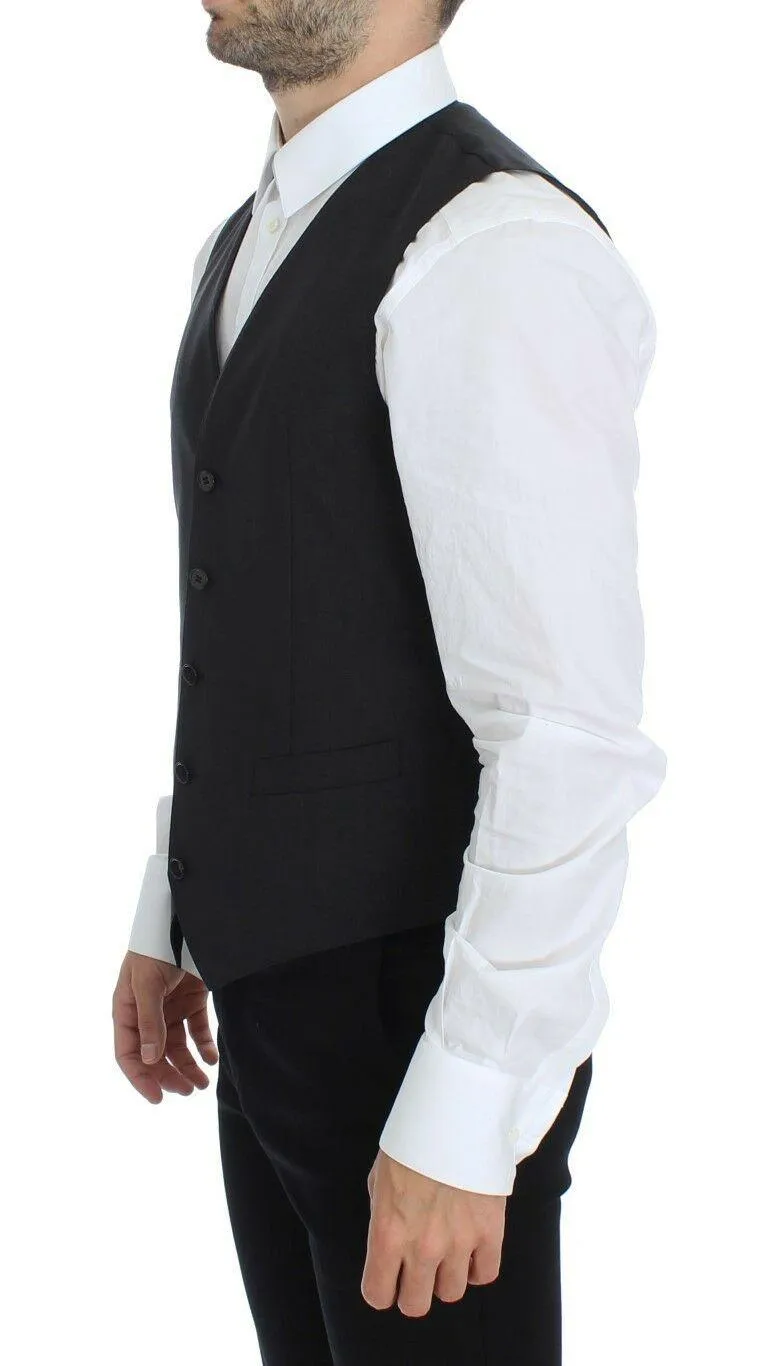 Dolce & Gabbana Gray Wool Stretch Blazer Vest