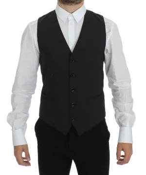 Dolce & Gabbana Gray Wool Stretch Blazer Vest