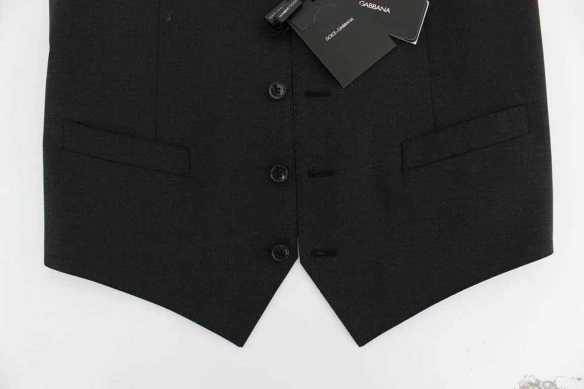 Dolce & Gabbana Gray Wool Stretch Blazer Vest
