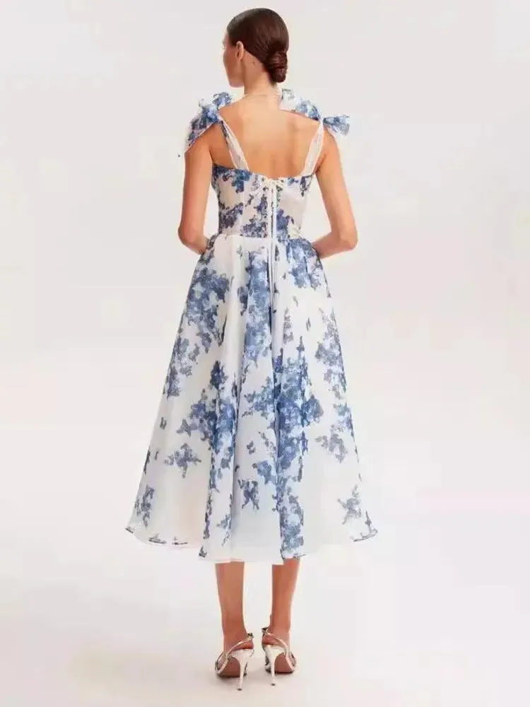 European Style Strapless Slash Neck Dress