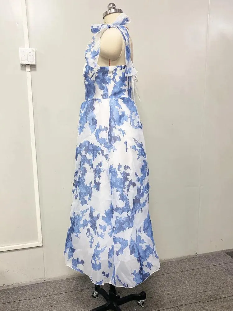 European Style Strapless Slash Neck Dress