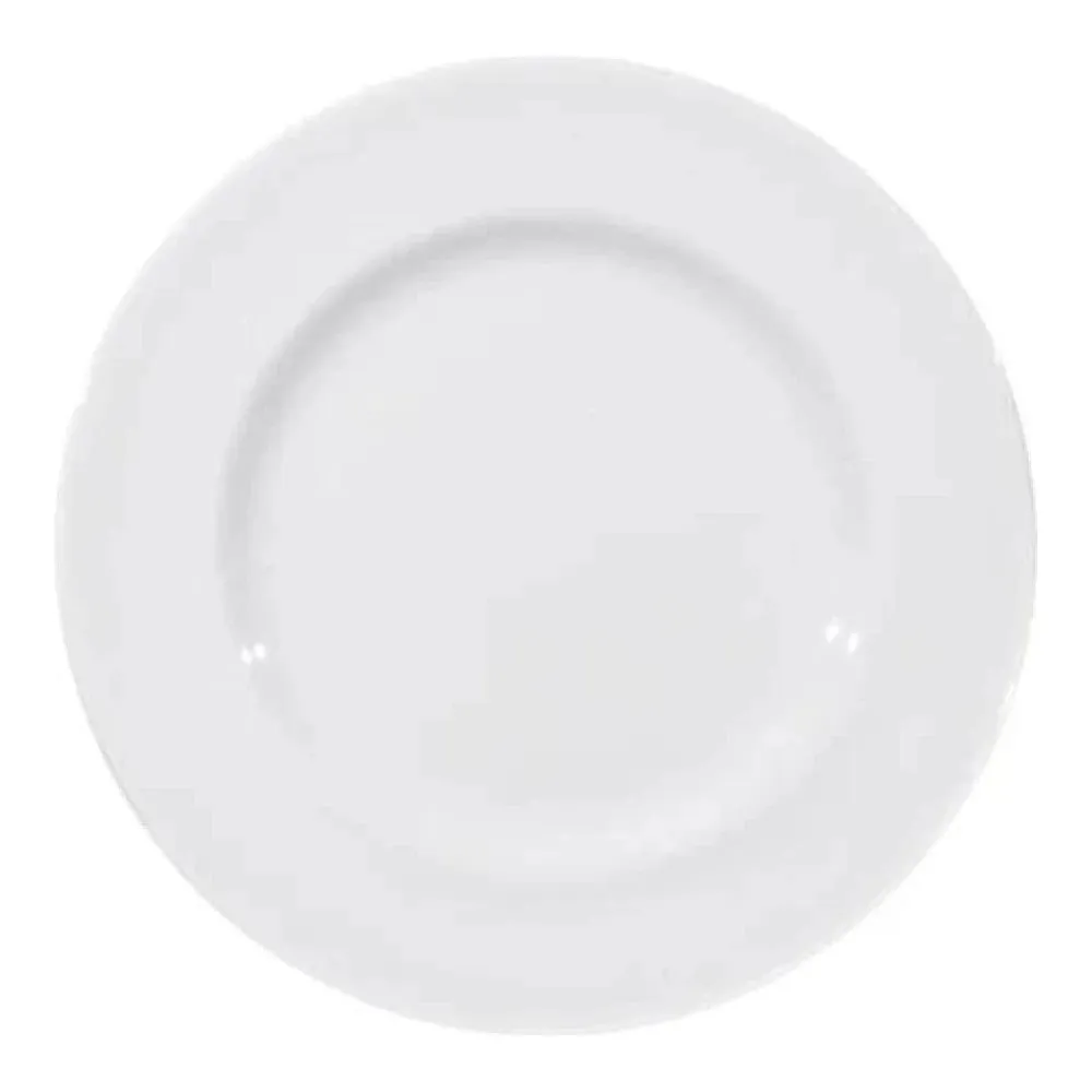 Furtino England Delta 20.5cm/8" White Porcelain Flat Plate, Pack of 6