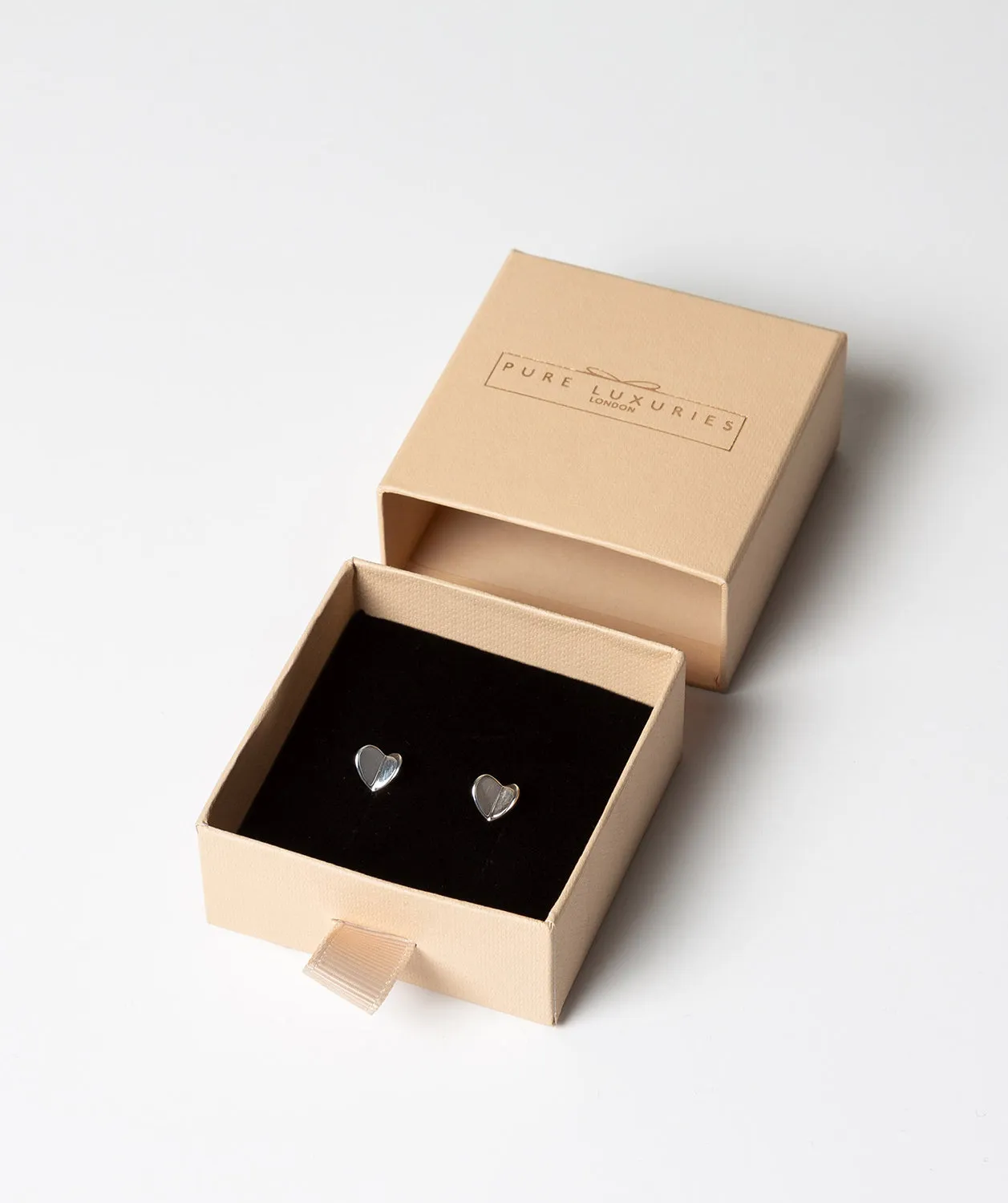 Gift Packaged 'Arielle' Sterling Silver Flutter Heart Stud Earrings