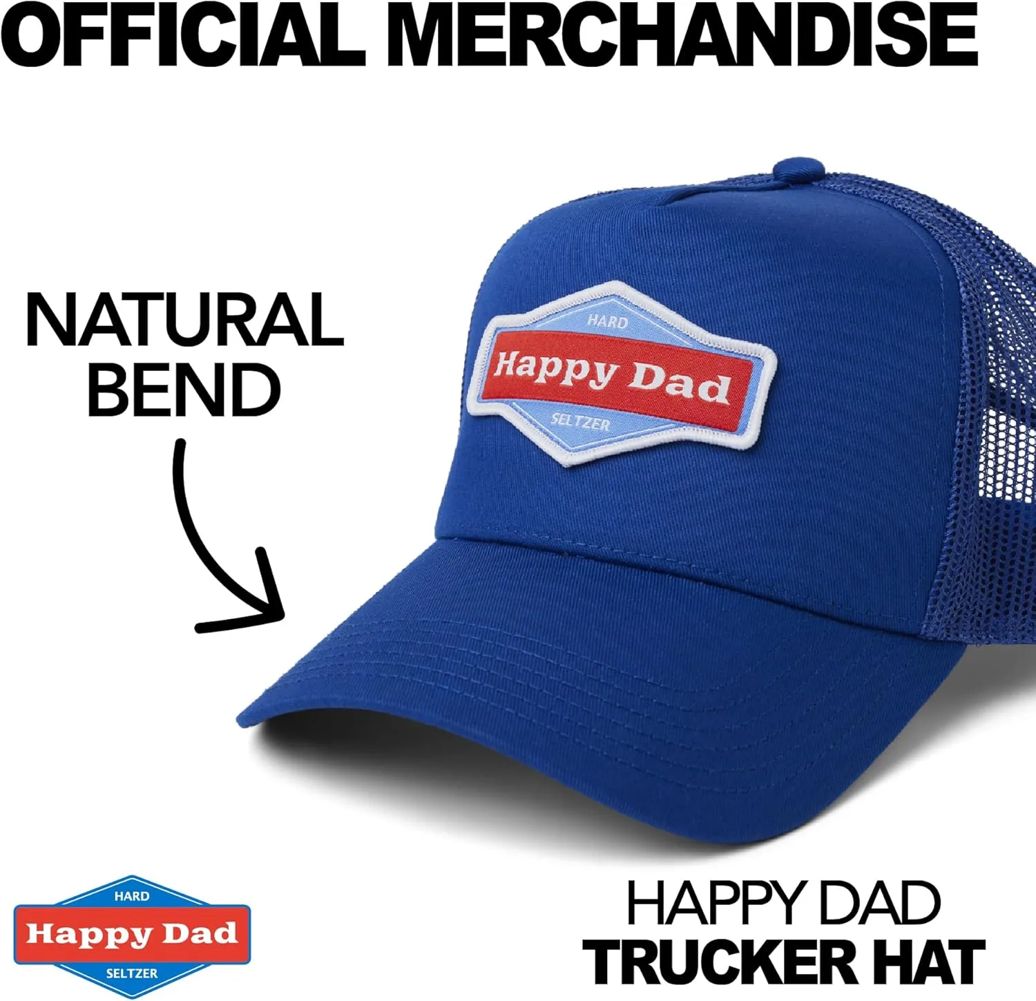 Happy Dad Hats for Men and Women, Available in Trucker Hat, 6 Panel Snapback Hat or Baseball Cap, Holiday & Birthday Gifts