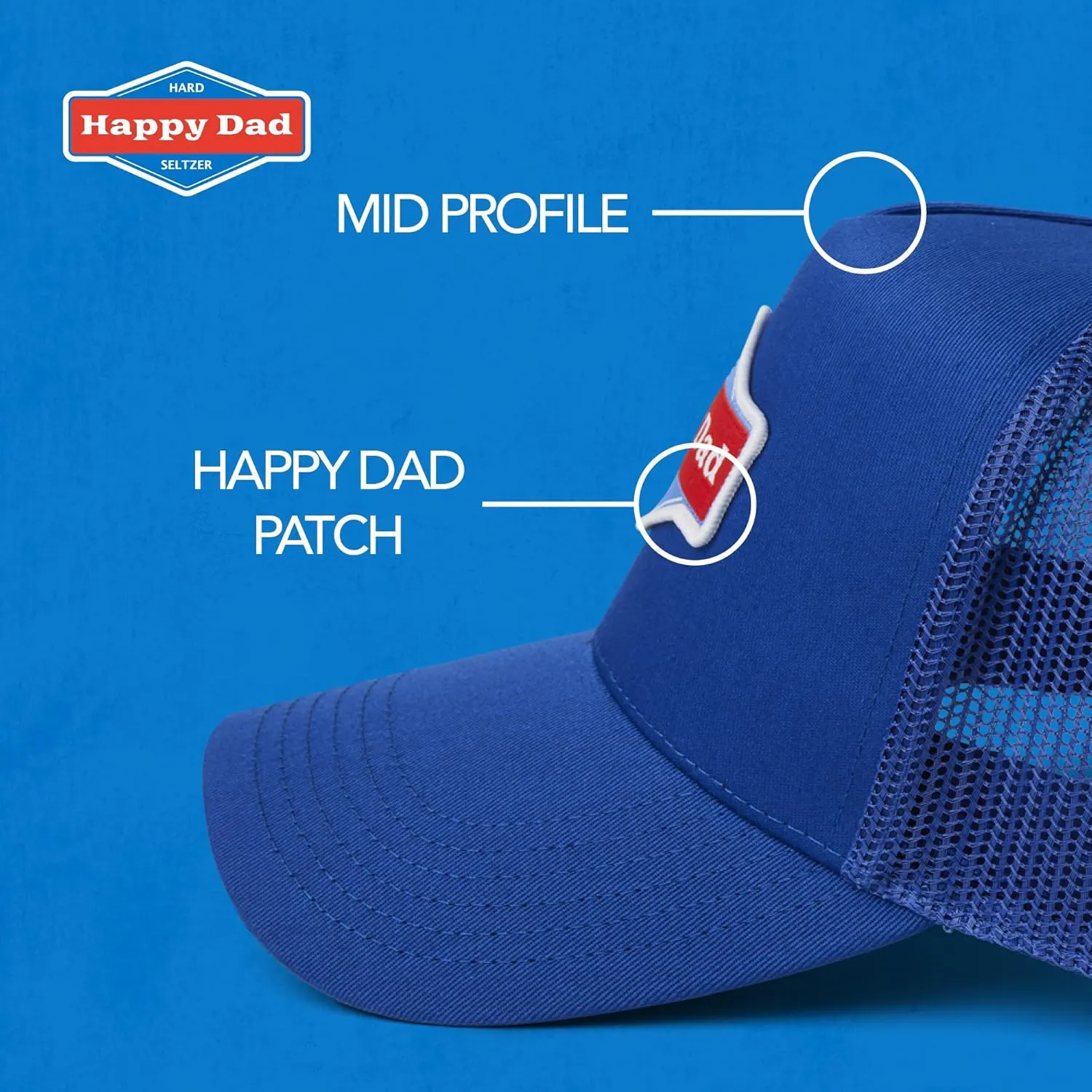 Happy Dad Hats for Men and Women, Available in Trucker Hat, 6 Panel Snapback Hat or Baseball Cap, Holiday & Birthday Gifts