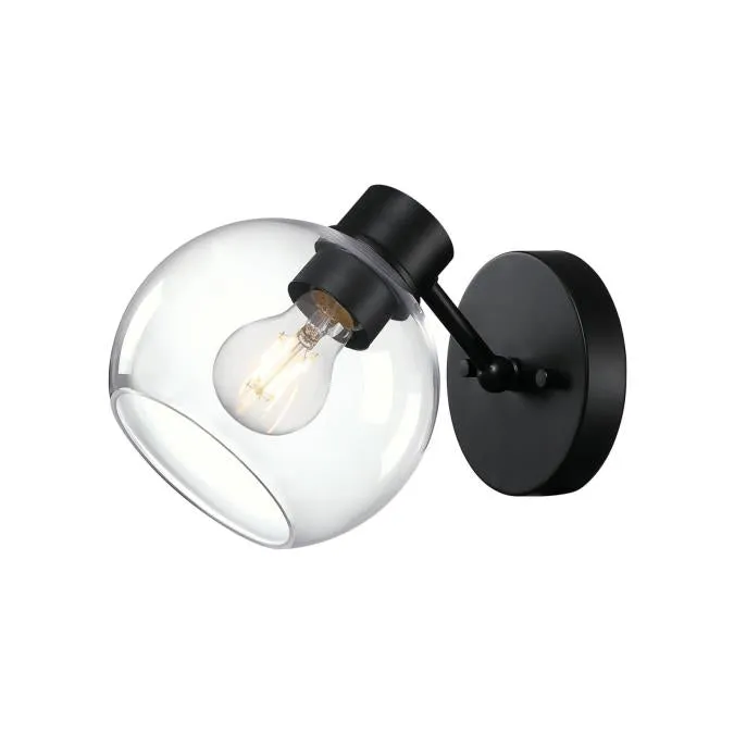 Hyson One-Light Wall Fixture, Matte Black Finish