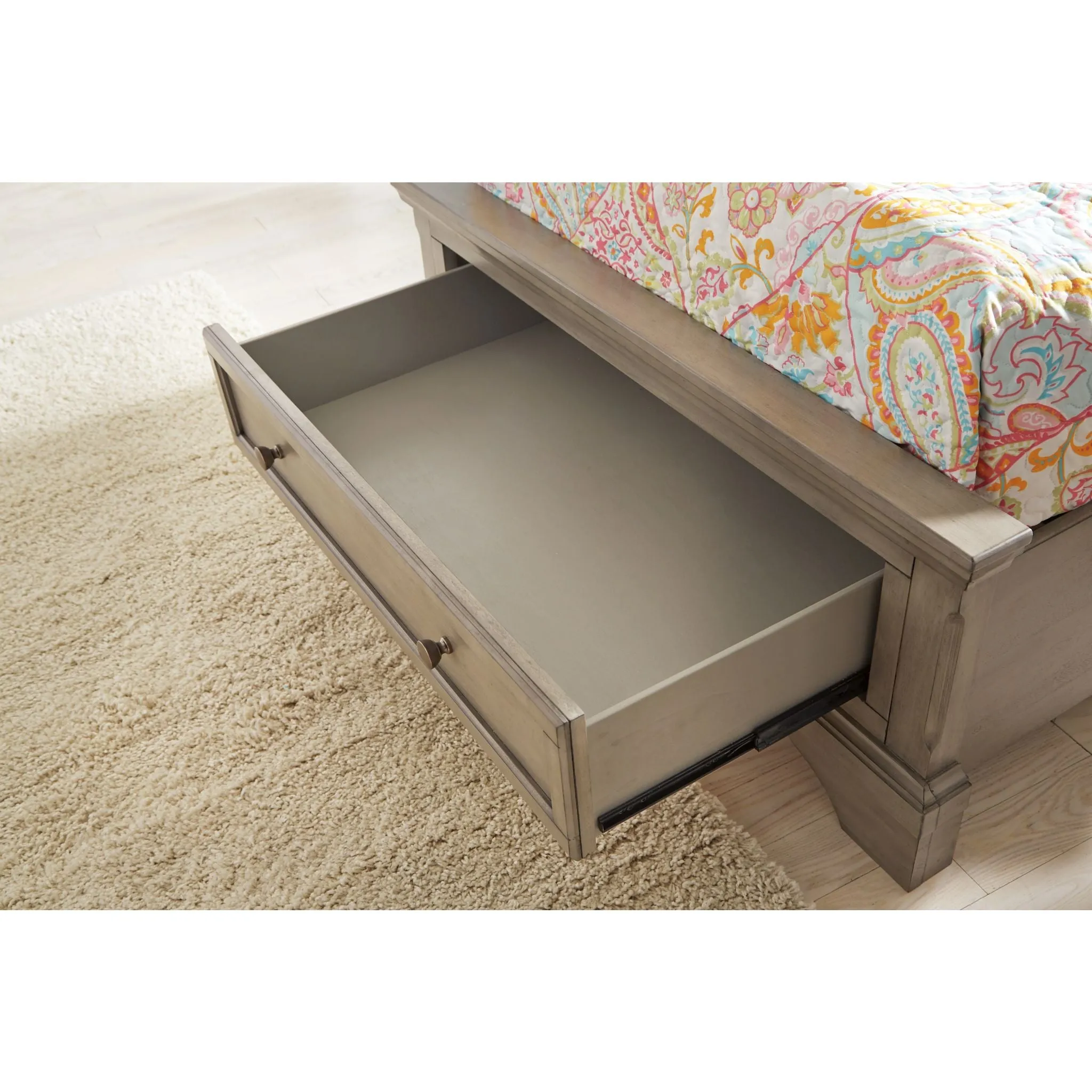 Lettner Twin Sleigh Storage Bed - Light Gray