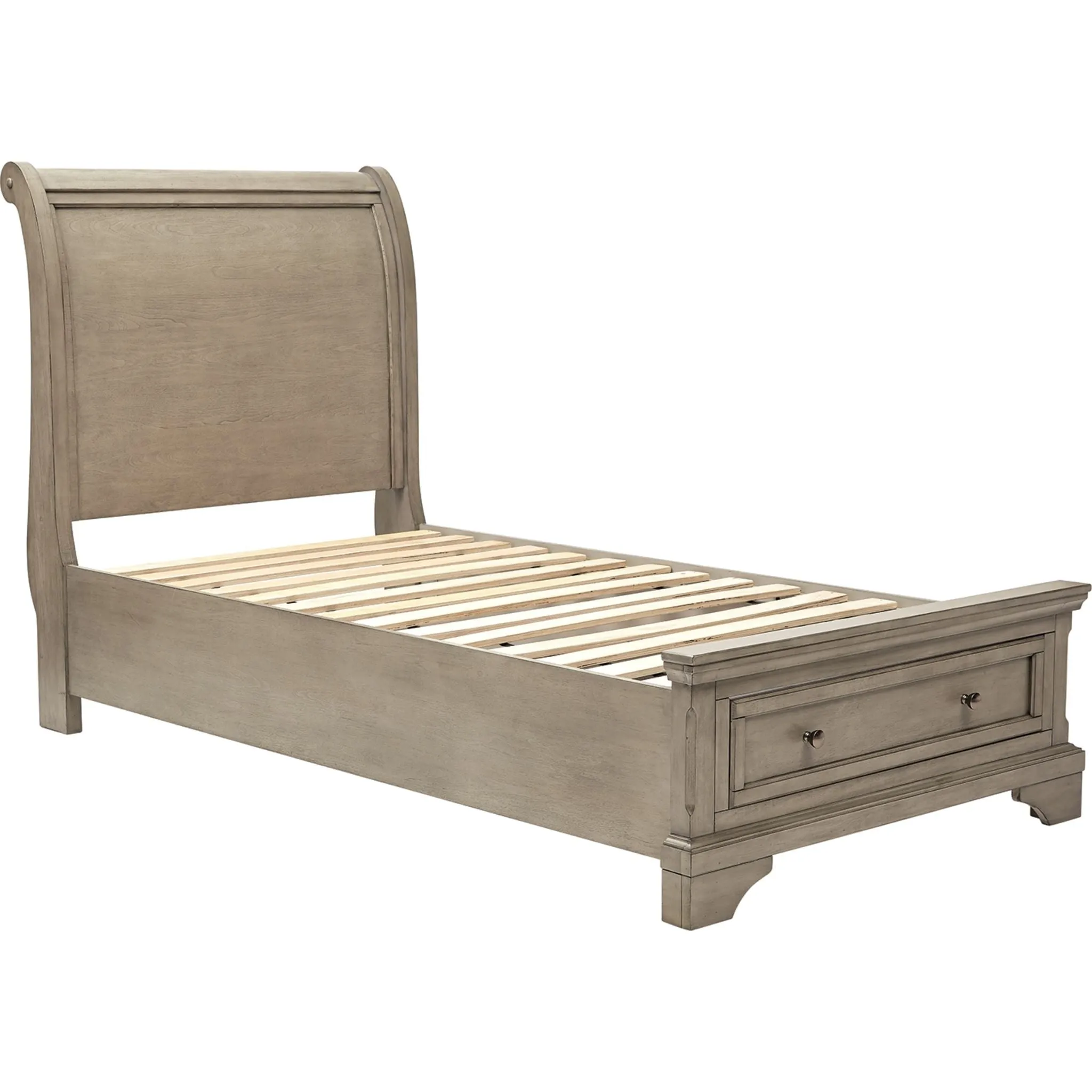 Lettner Twin Sleigh Storage Bed - Light Gray