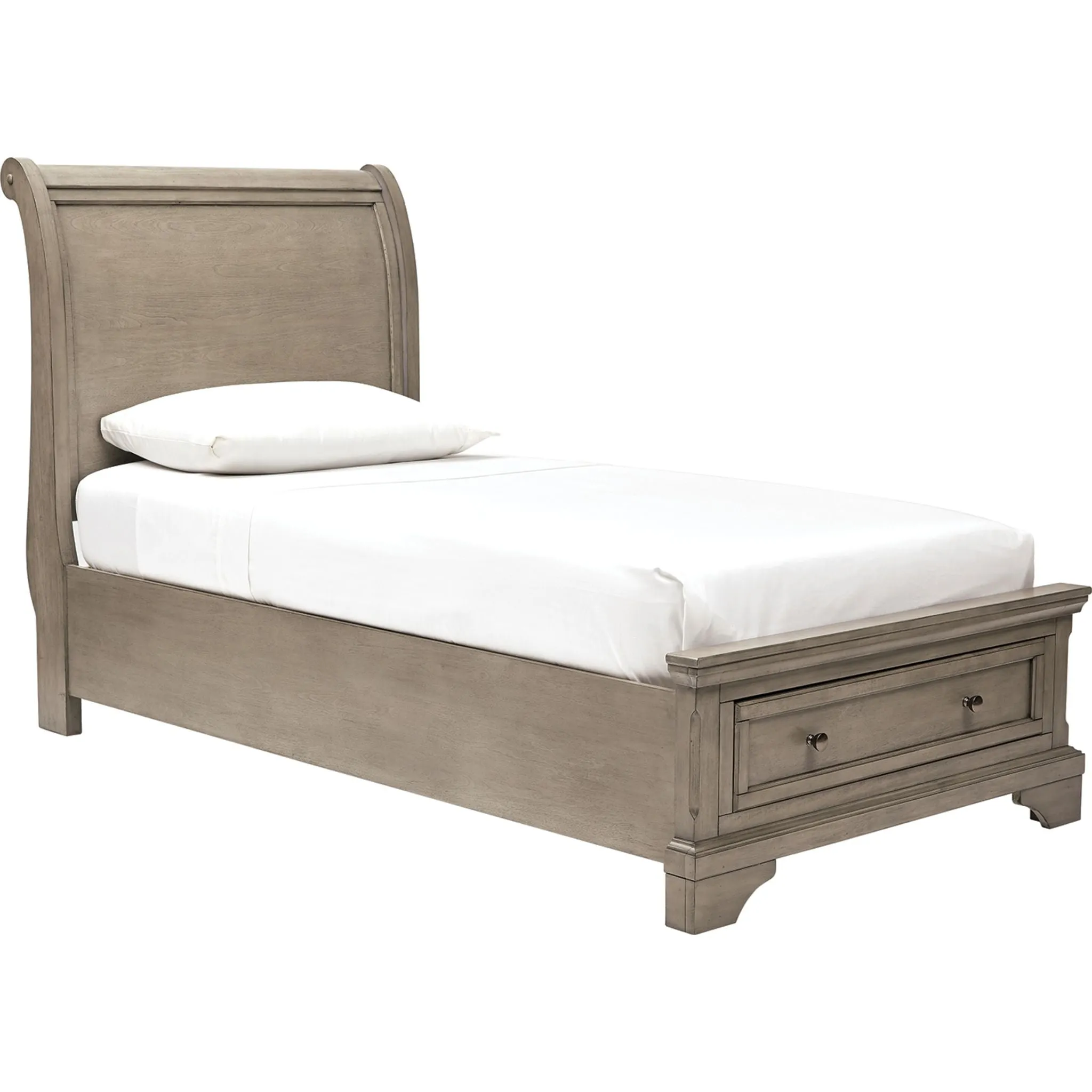 Lettner Twin Sleigh Storage Bed - Light Gray