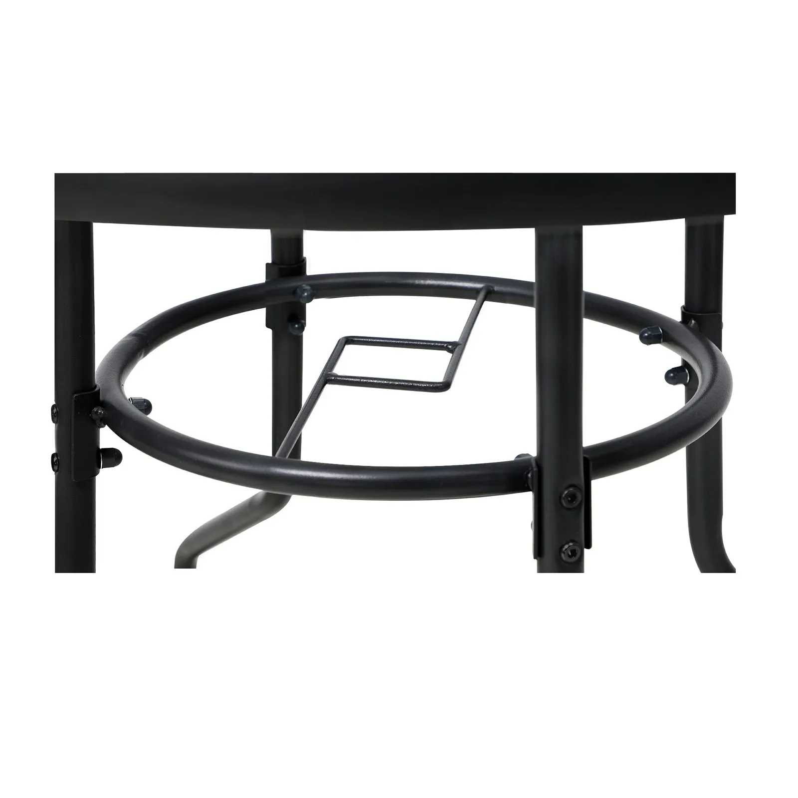 Livsip 90cm Outdoor Dining Glass Table Round Patio Furniture Bistro Set Black