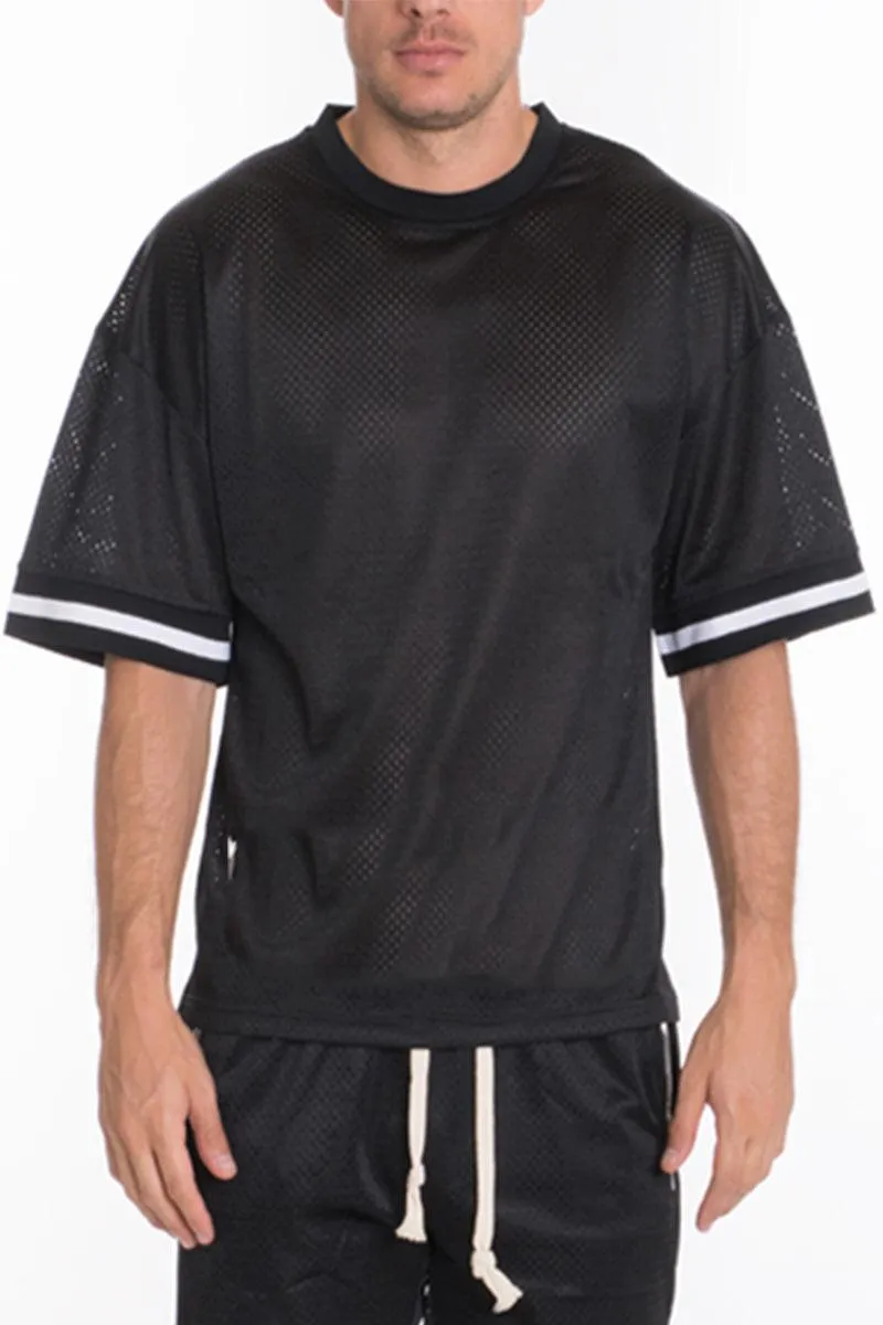 Mens Black Mesh Jersey T Shirt