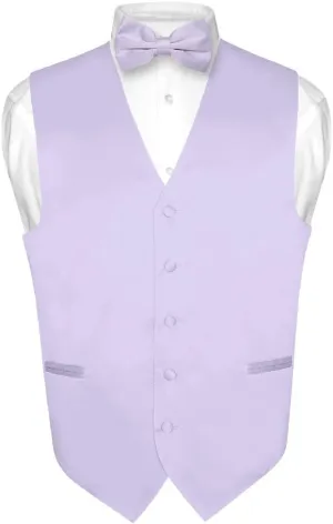 Men's Dress Vest & BowTie Solid PINK Color Bow Tie Set for Suit or Tuxedo