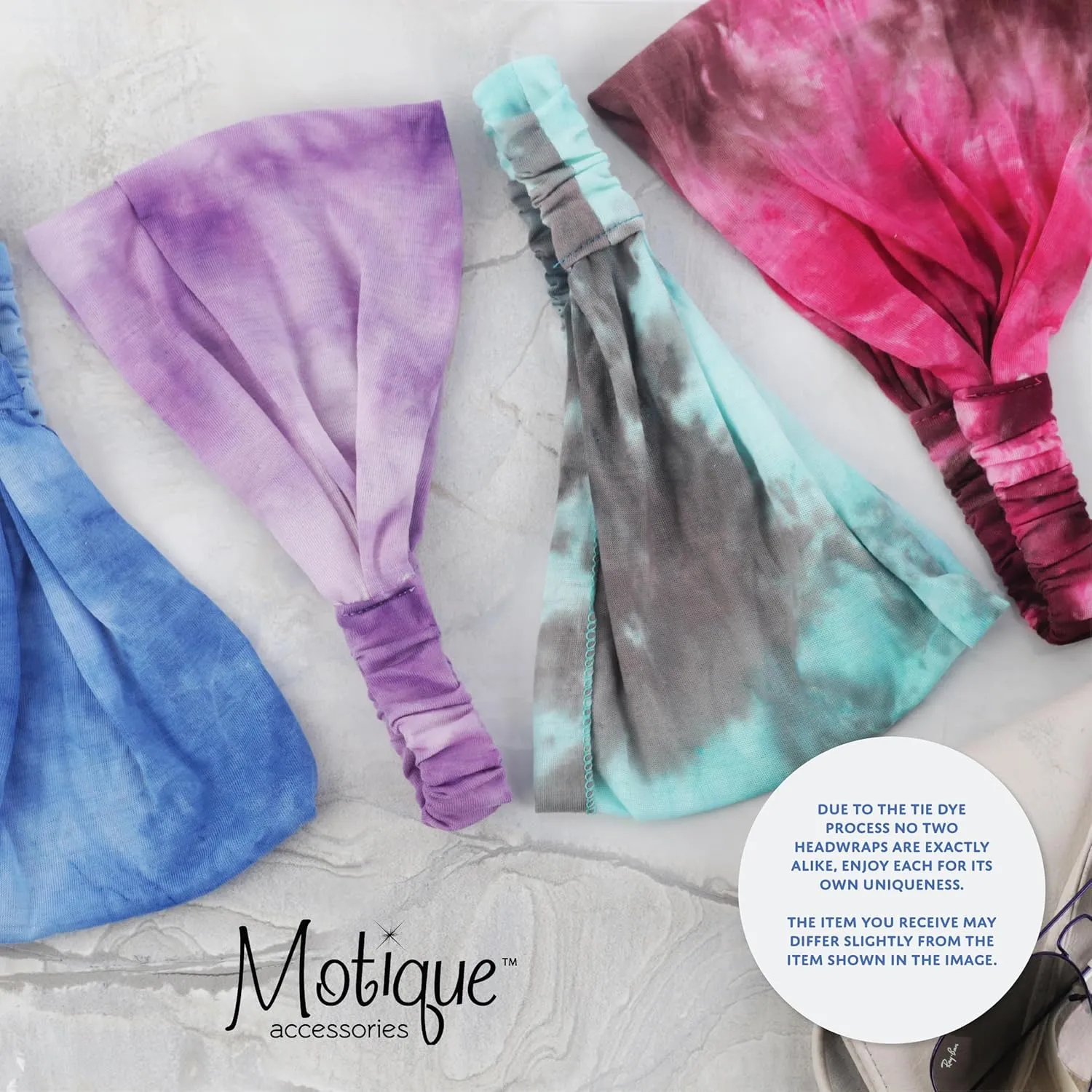 Motique Accessories Cotton Tie Dye Wide & Stretchy Headwrap for Women - Lavender