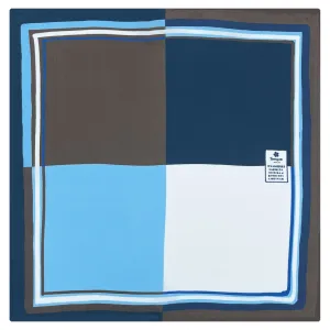 MULTICOLOR BLU-BROWN-WHITE-LIGHT BLUE SILK POCKET SQUARE