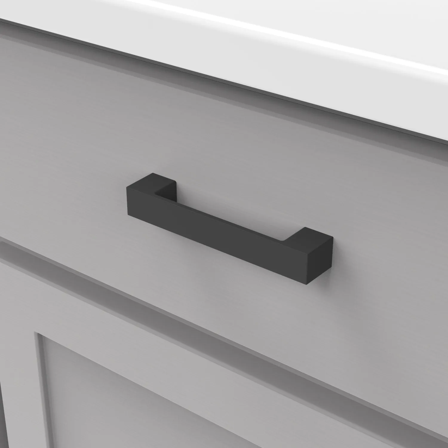 Platform Pull 3-3/4 Inch (96mm) Center to Center Matte Black Finish (10-Pack)