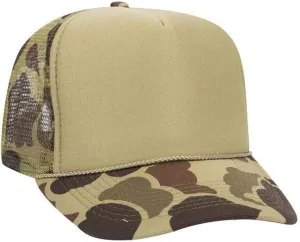 Product of Ottocap Camouflage Polyester Foam Front Five Panel High Crown Mesh Back Trucker Hat -Grn/Lt.Lonb/Grn