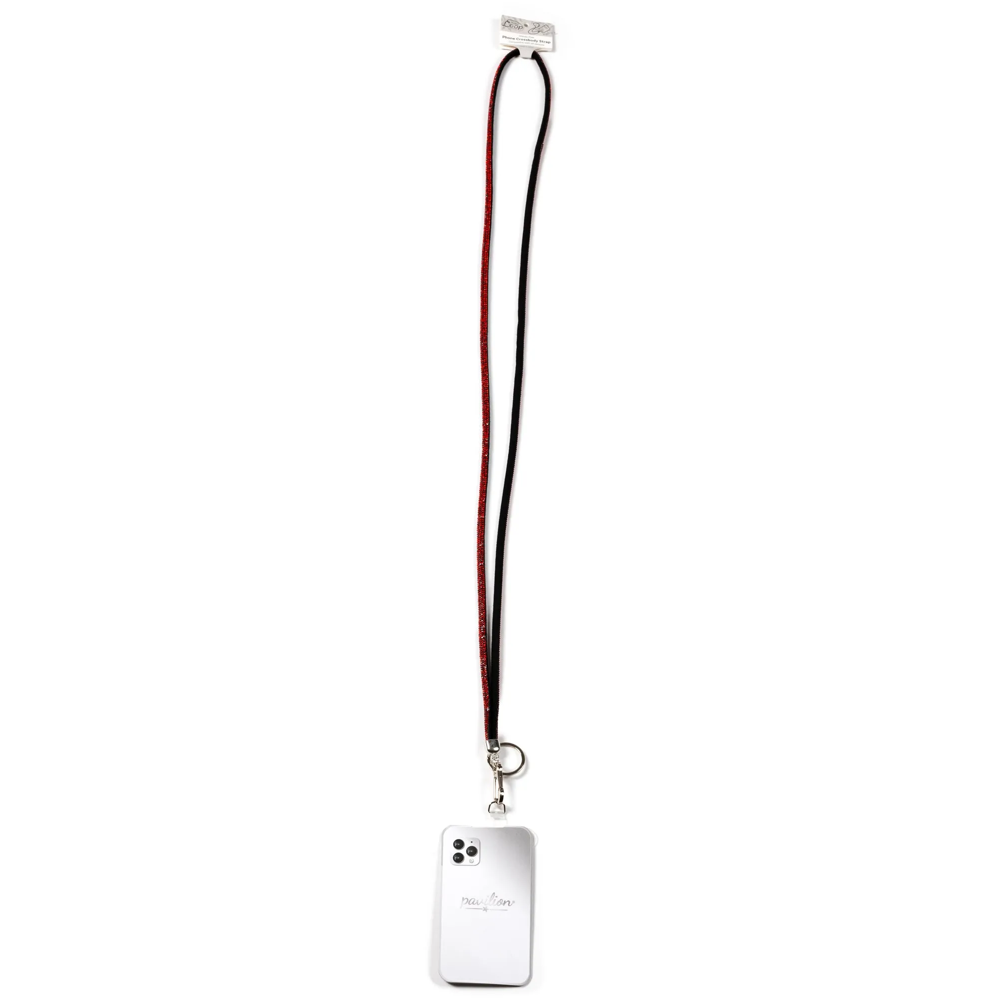 Red Crossbody Soft Gemmed Phone Lanyard