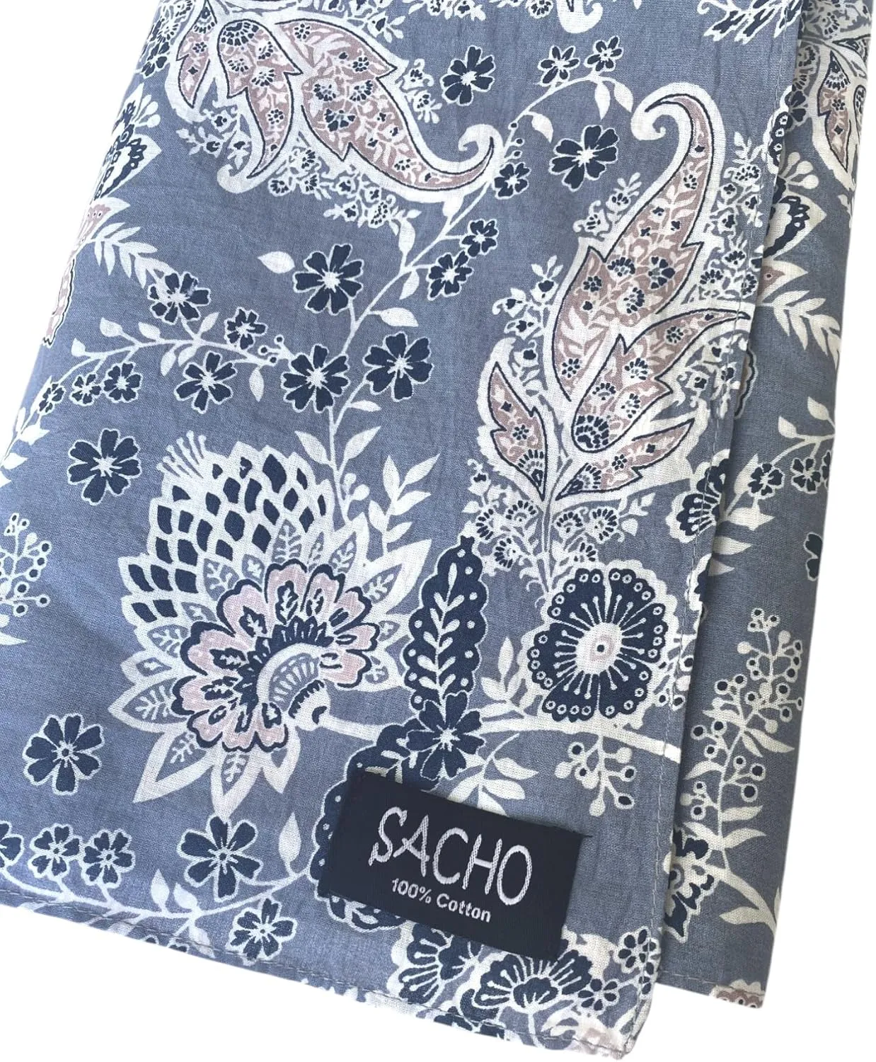 Sacho Cotton Tichel, Square Cotton Head Scarf for Women, Lightweight Head Covering, Summer Shawl, Large Bandanas