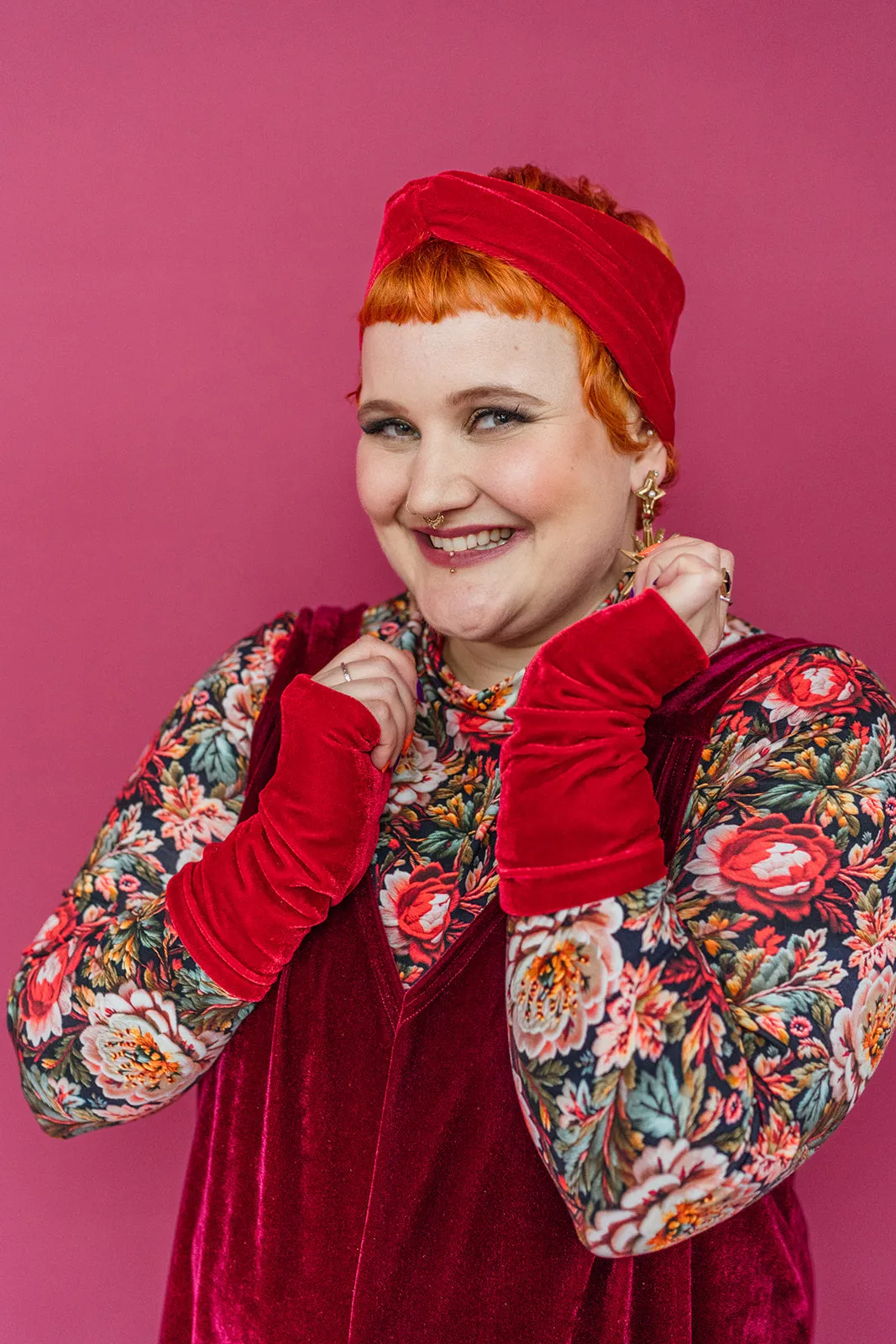 Velvet Headband in Red