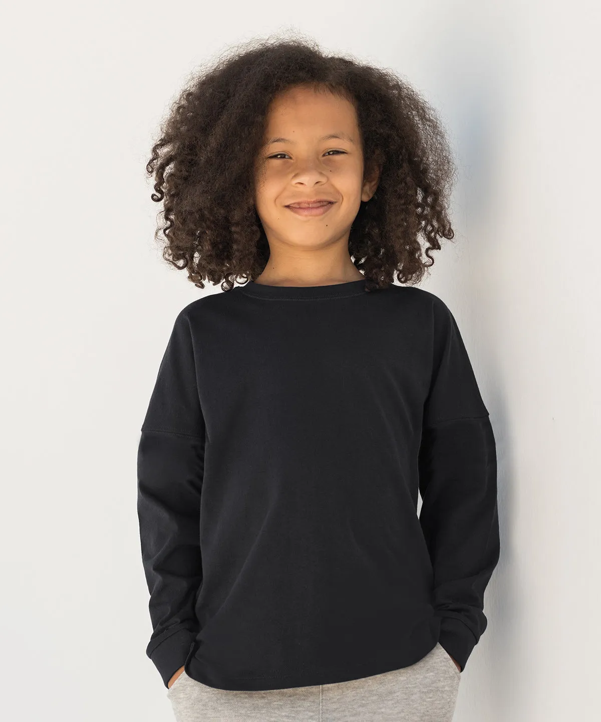White - Kids drop shoulder slogan top