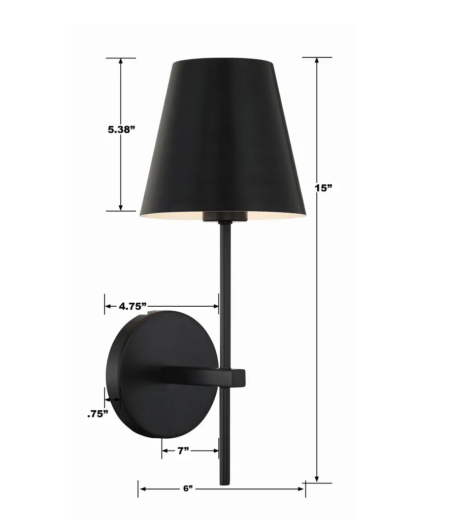 Xavier 1 Light Matte Black Sconce